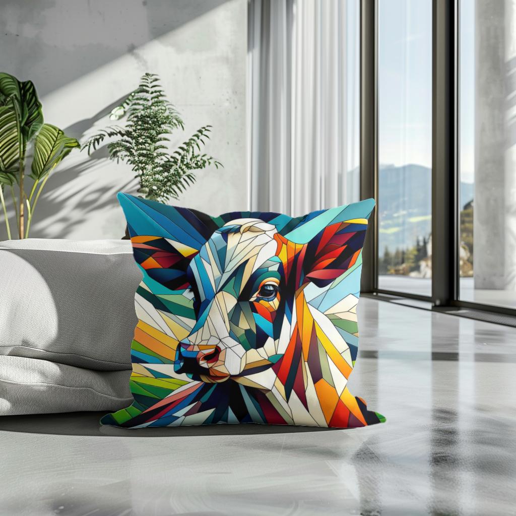 Cubist Contrast Cow Cotton Cushion