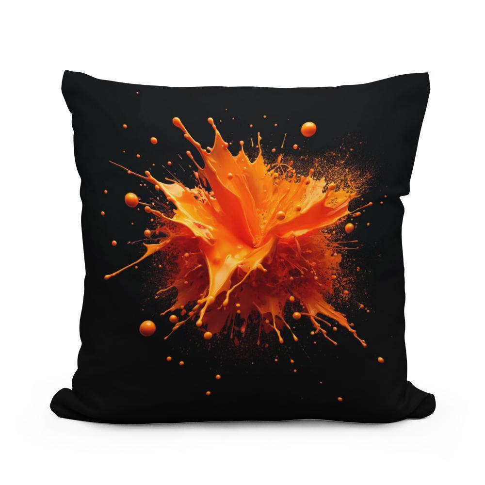 Vibrant Orange Splash Cotton Cushion