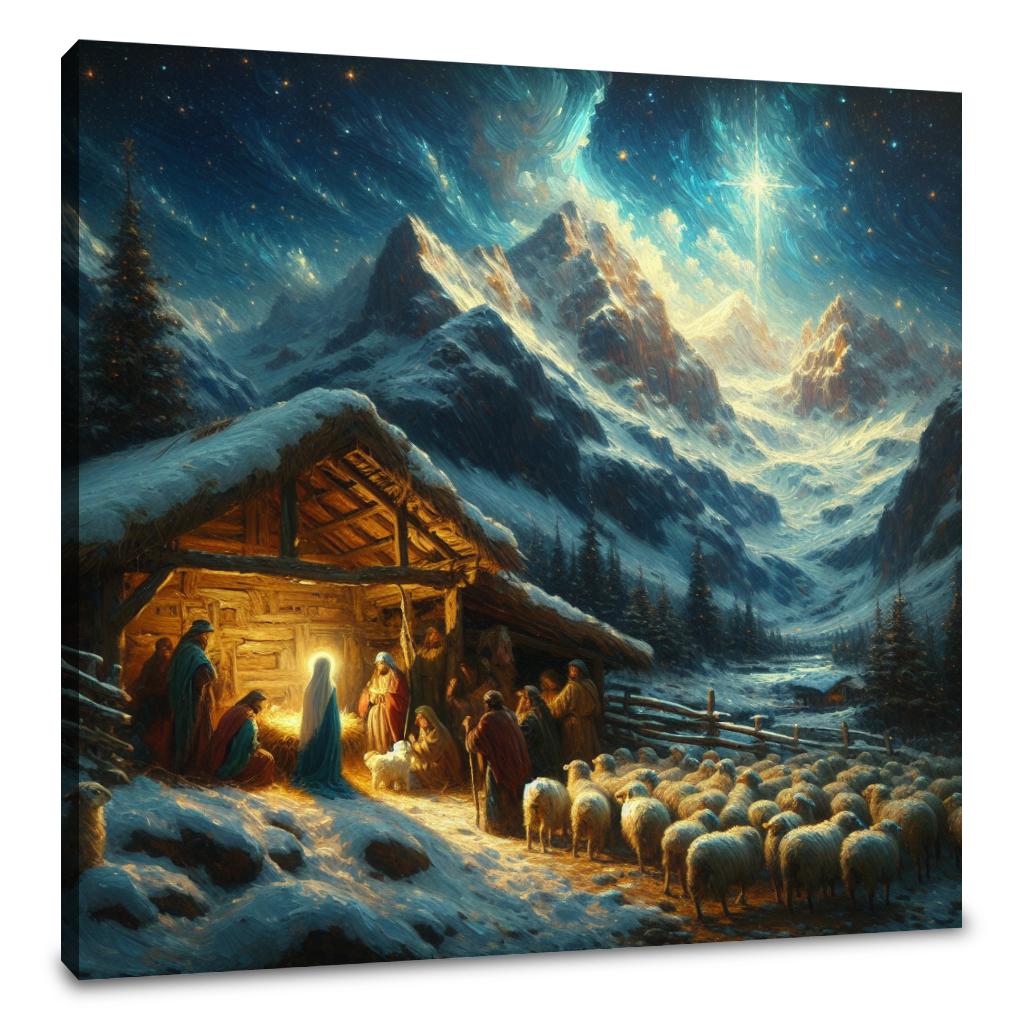 Nativity Serenity Mountain Canvas
