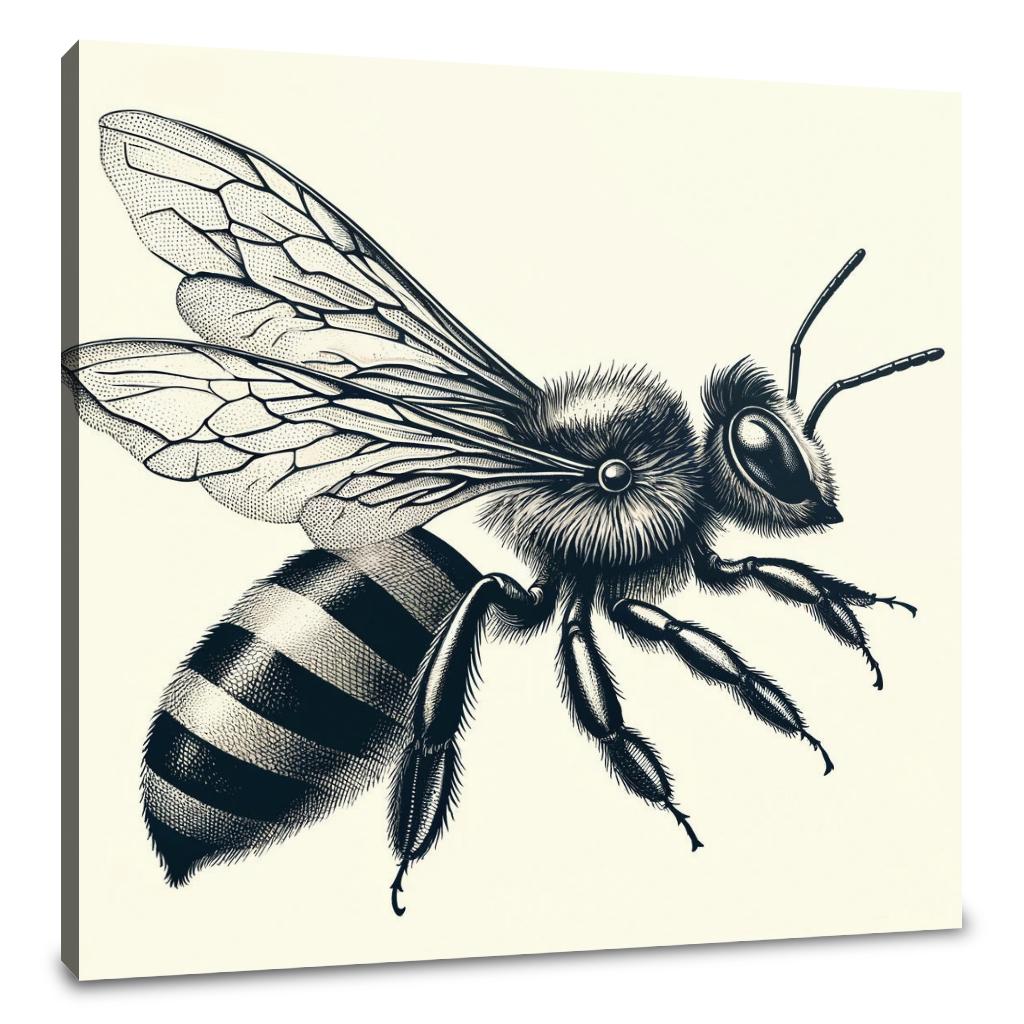 Vintage Bee Anatomy Illustration Canvas