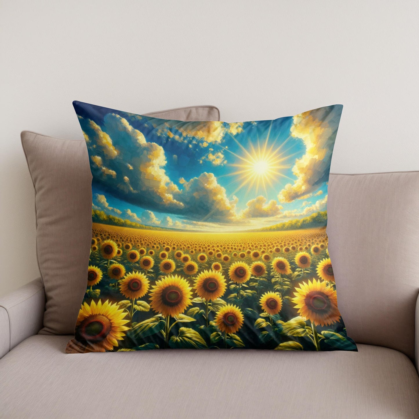 Vibrant Sunflower Glory Cotton Cushion