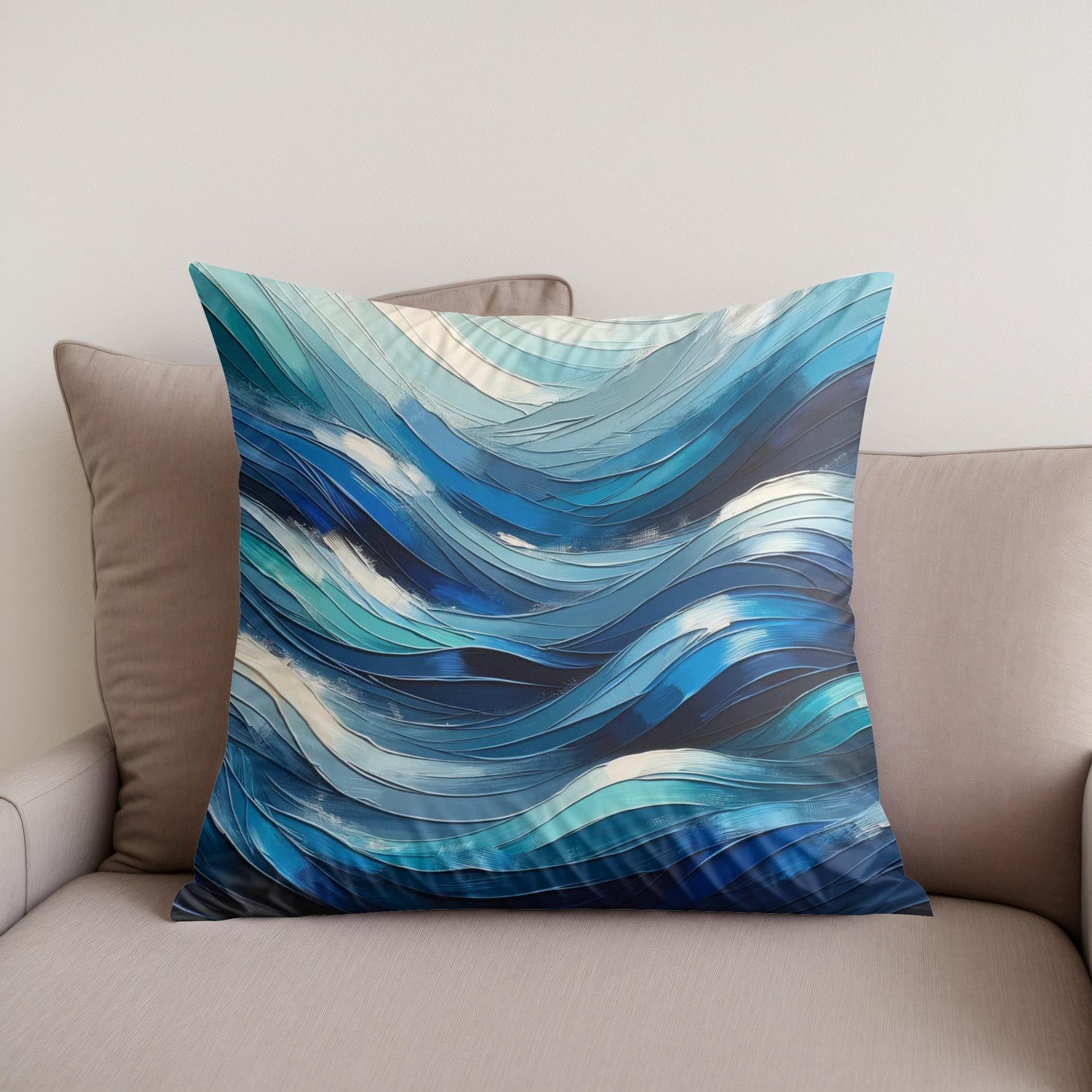 Oceanic Rhythms Abstract Cotton Cushion