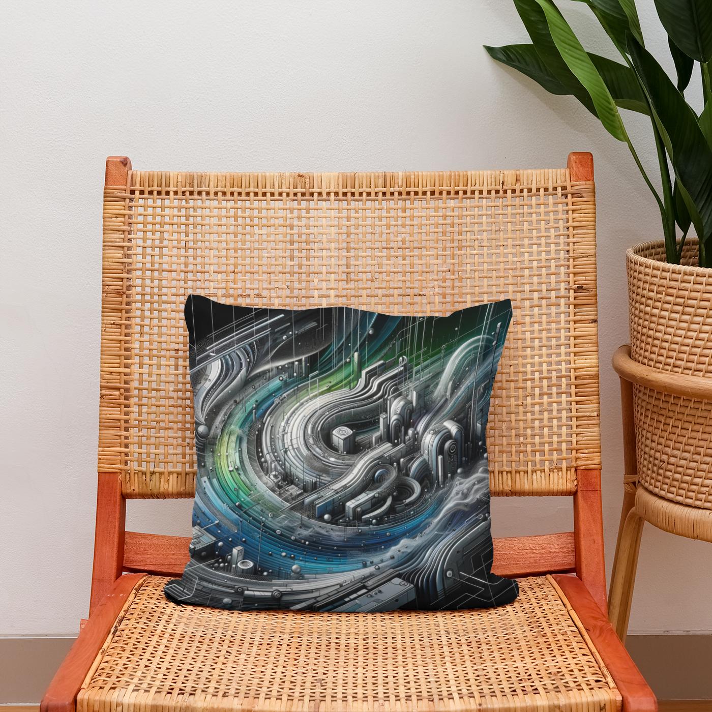 Cybernetic Vista Cotton Cushion