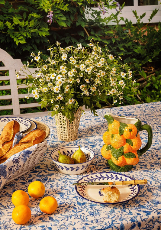 Belgravia Bloom Blue Cotton Tablecloth