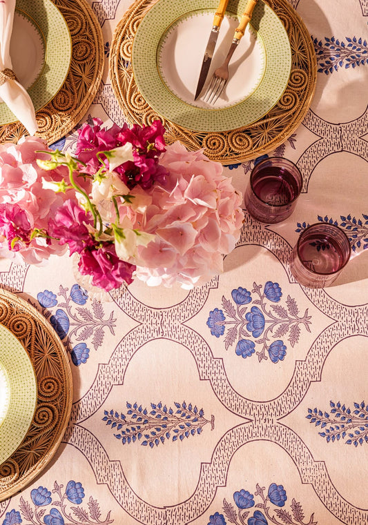 Flora Blue Tablecloth