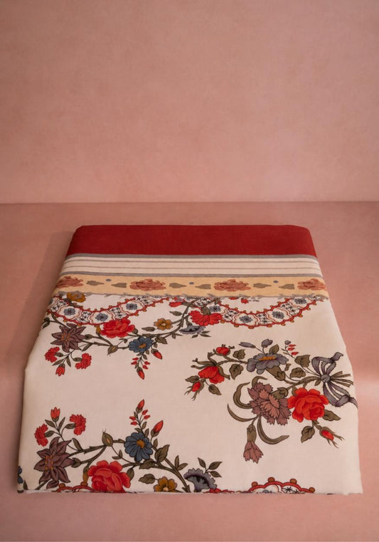 Sommerset Scroll Red Cotton Tablecloth