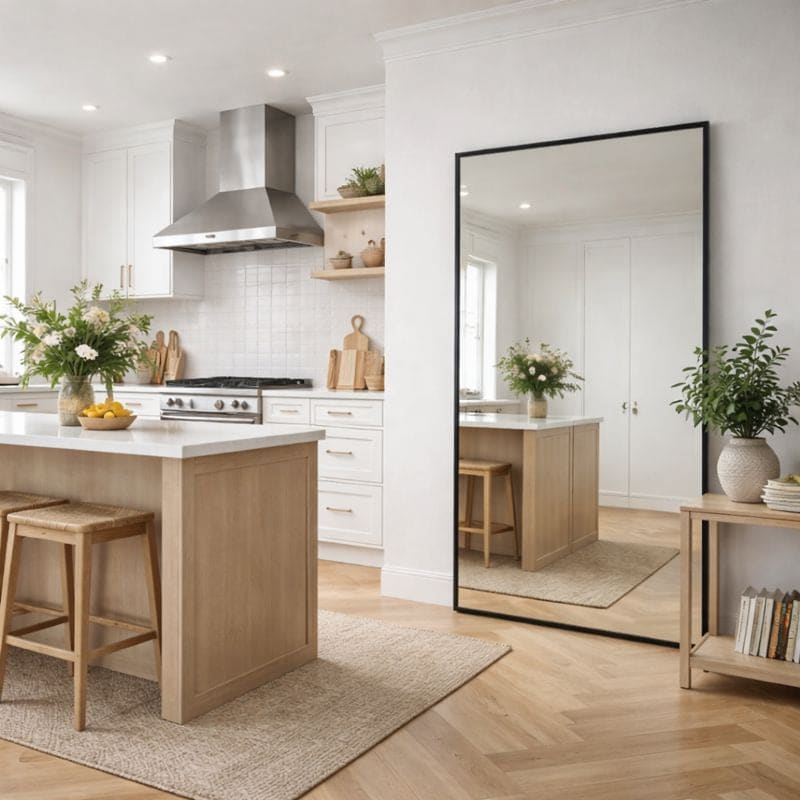 Takara - Full Length Leaner Black Metal Rectangle Mirror - 180cm x 90cm