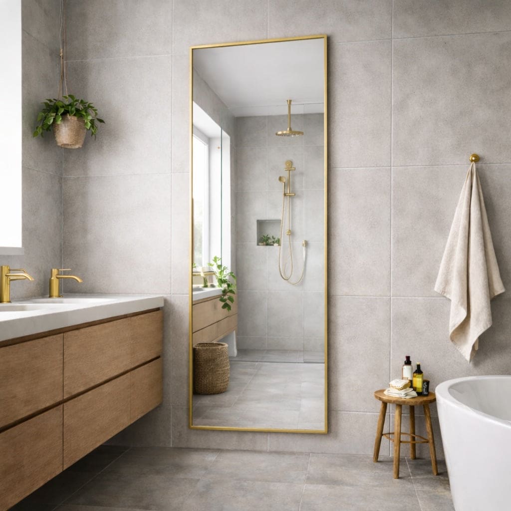 Takara - Full Length Leaner Gold Metal Rectangle Mirror - 180cm x 60cm