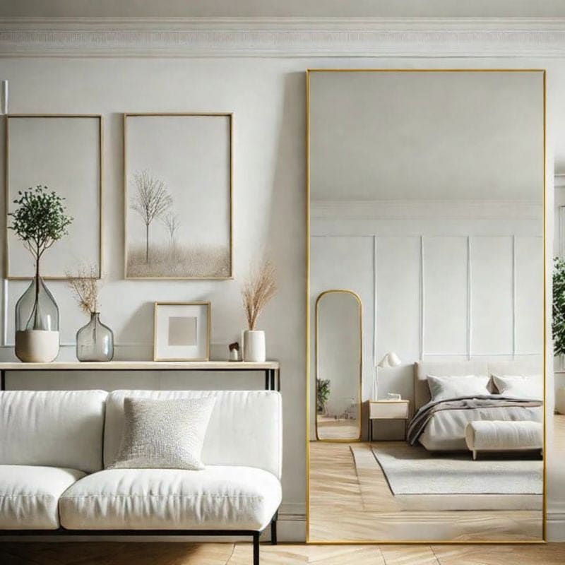 Takara - Full Length Leaner Gold Metal Rectangle Mirror - 180cm x 90cm