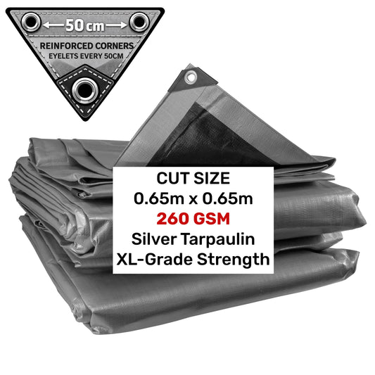 Silver XL-Grade Tarpaulin 0.65m x 0.65m