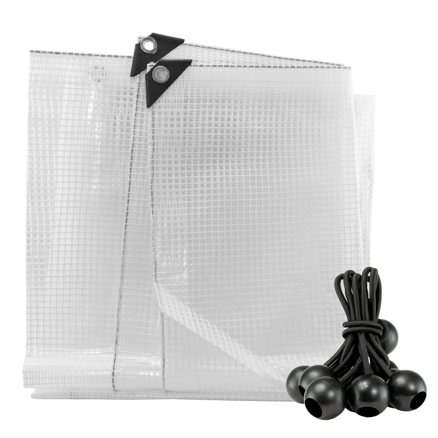 Clear XL-Grade Tarpaulin with Bungee Balls (Black)