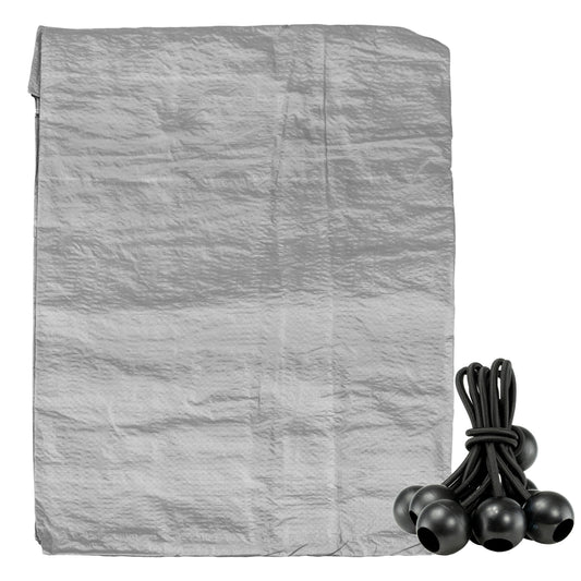 Grey S-Grade Tarpaulin with 10 x 6" Bungee Balls (Black)