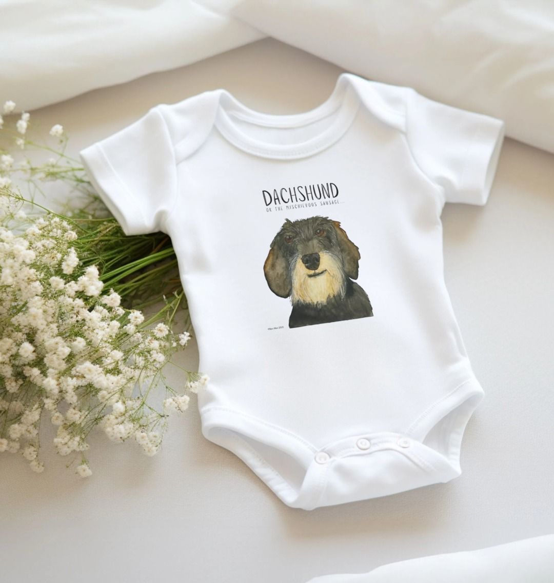 Mischievous Hot Dog Baby Bodysuit – Too Cute to Handle! Wire HairedDachshund