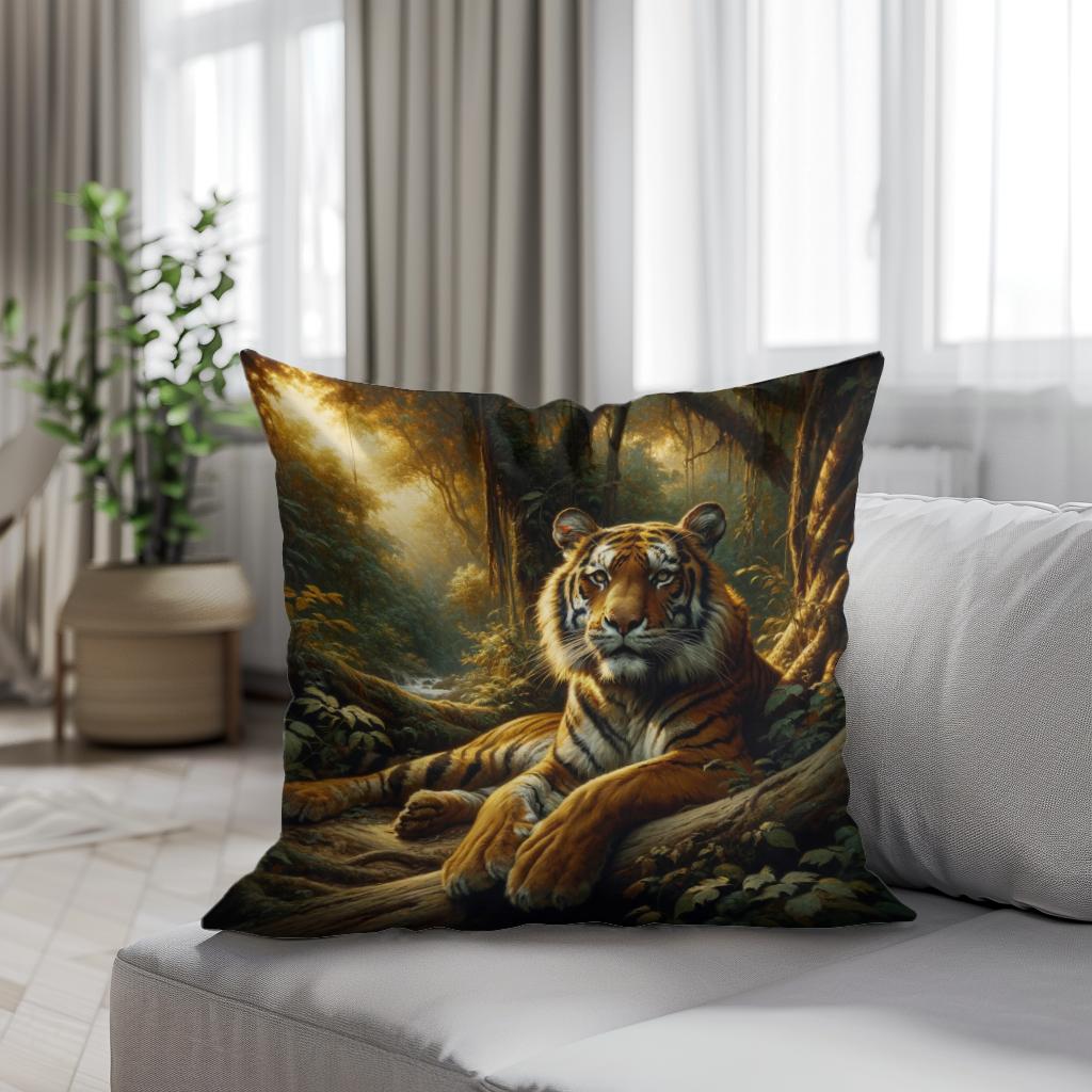 Jungle Repose Tiger Cotton Cushion