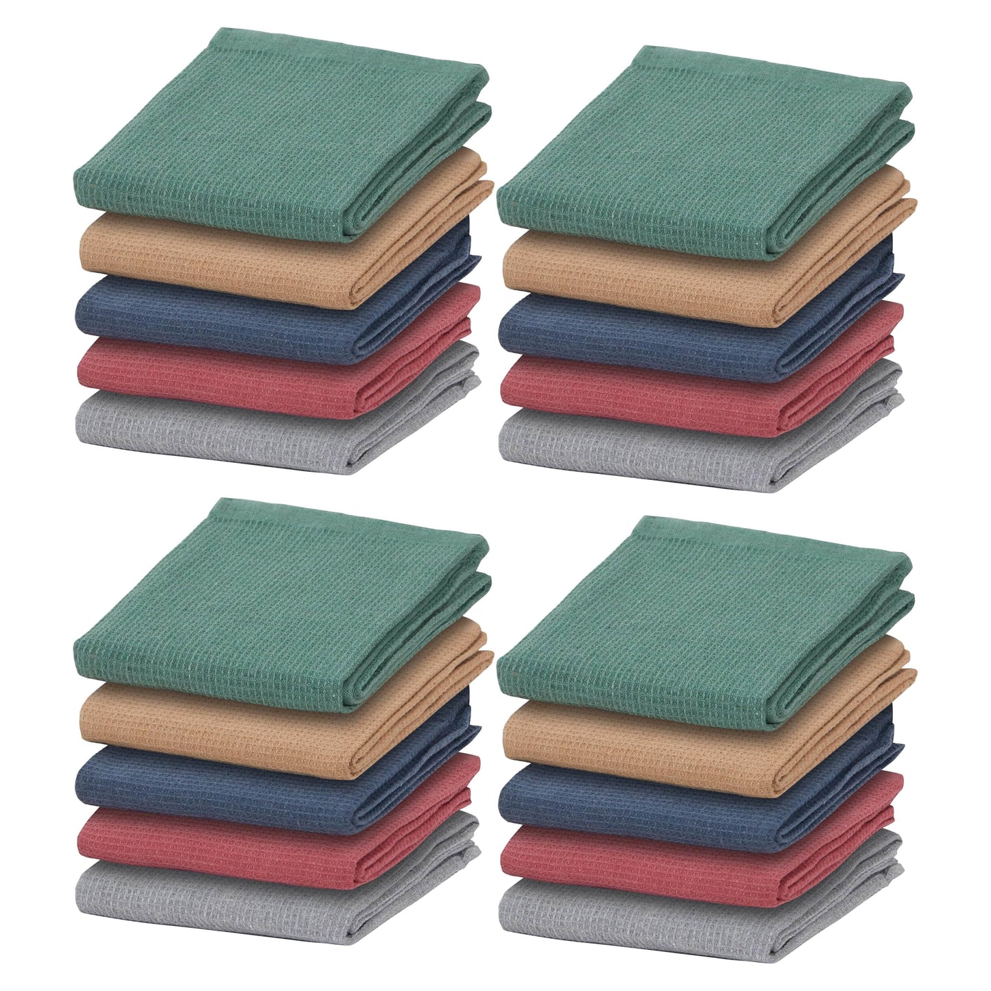 20 Pack Tea Towel Waffle Kitchen Tea Towels Cotton Absorbent Long Lasting Catering Bar Dish Towel Assorted by OLIVIA ROCCO