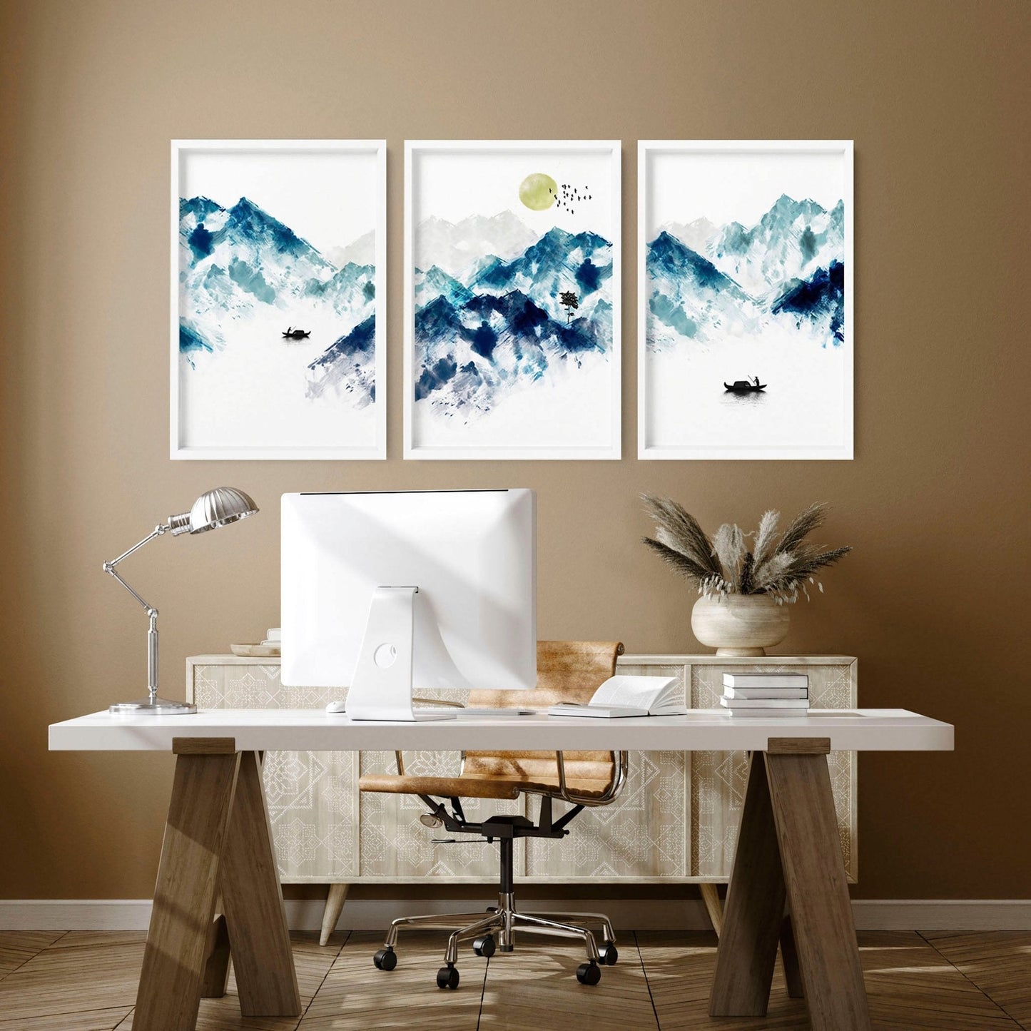 Wall art in teal | set of 3 wall art for Home office Decor