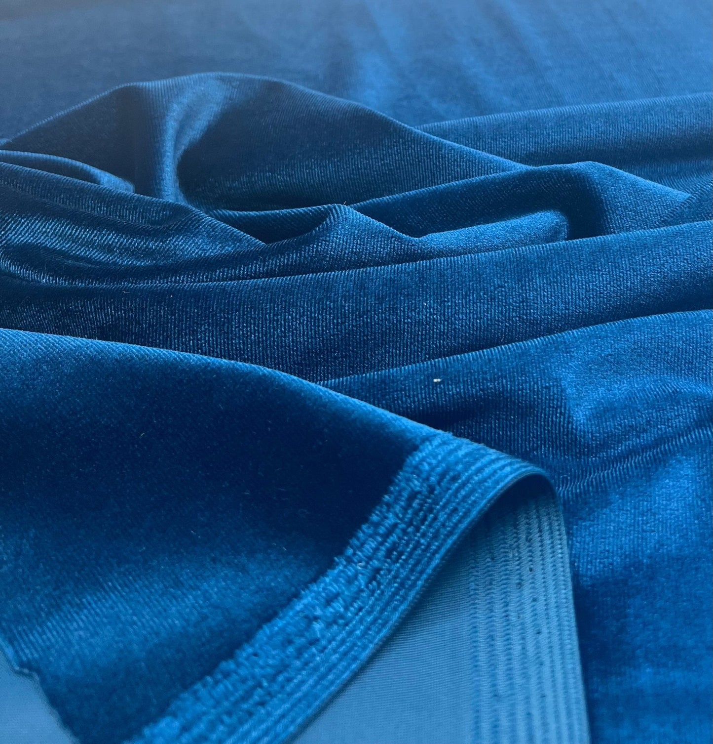 Teal Plain Velour Spandex Stretch Fabric