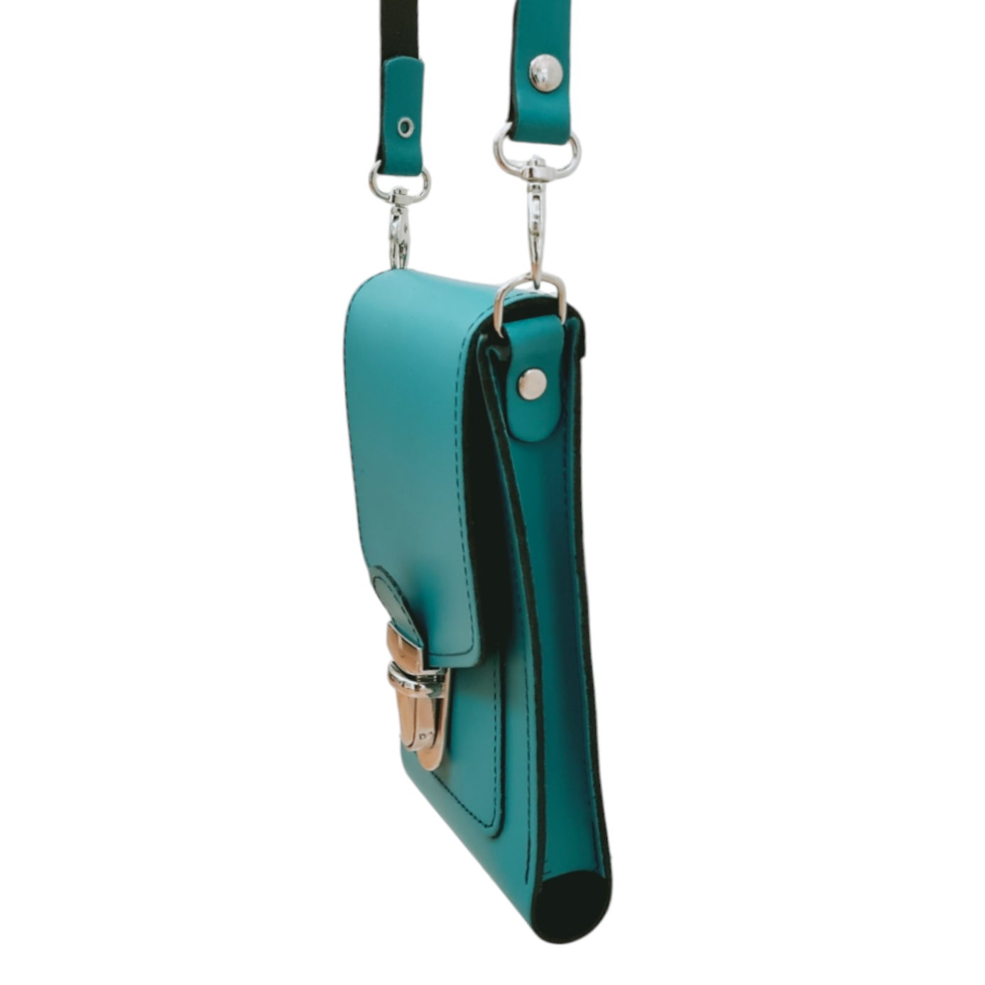 Leather Push Lock Crossbody Phone Case - Teal