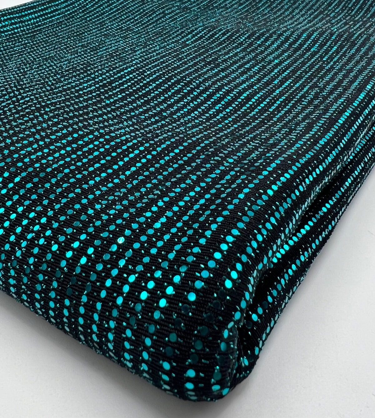 Teal Sequin Nylon Metallic Sparkle Stretch Fabric