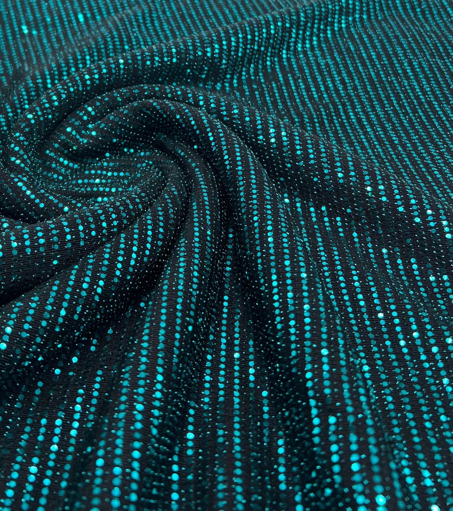 Teal Sequin Nylon Metallic Sparkle Stretch Fabric