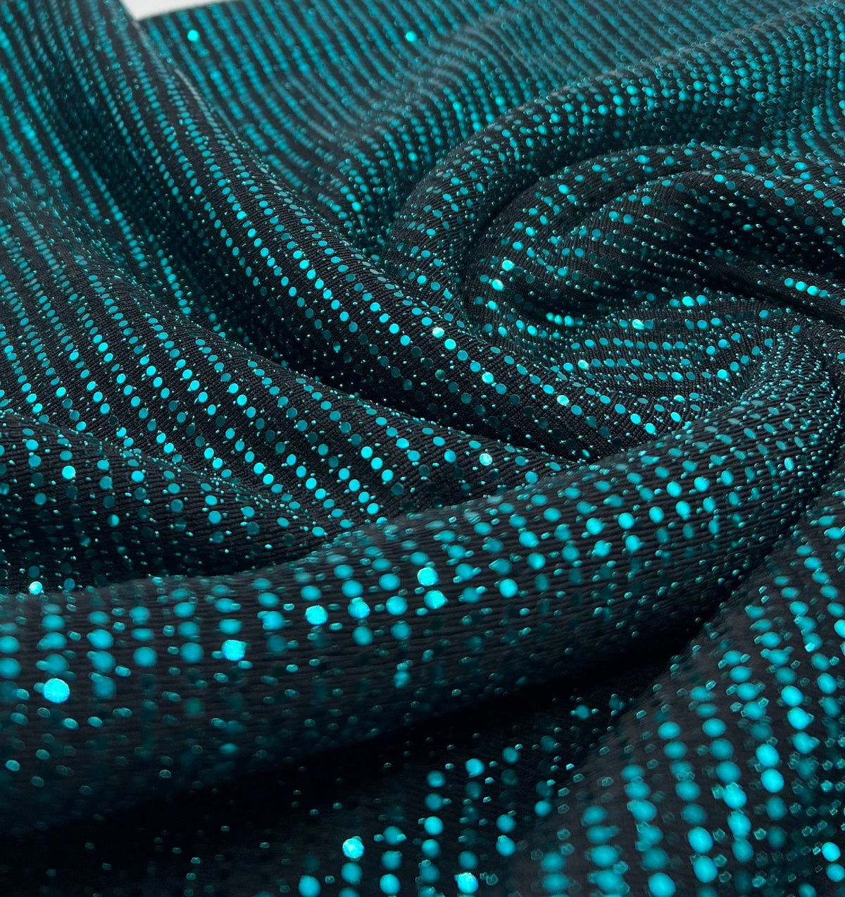Teal Sequin Nylon Metallic Sparkle Stretch Fabric