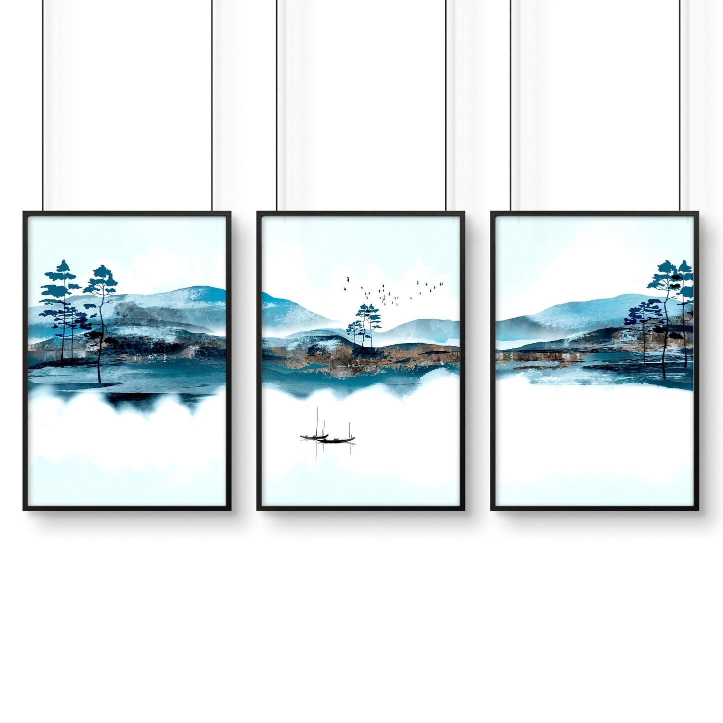Wall art in sets of 3 for living room decor
