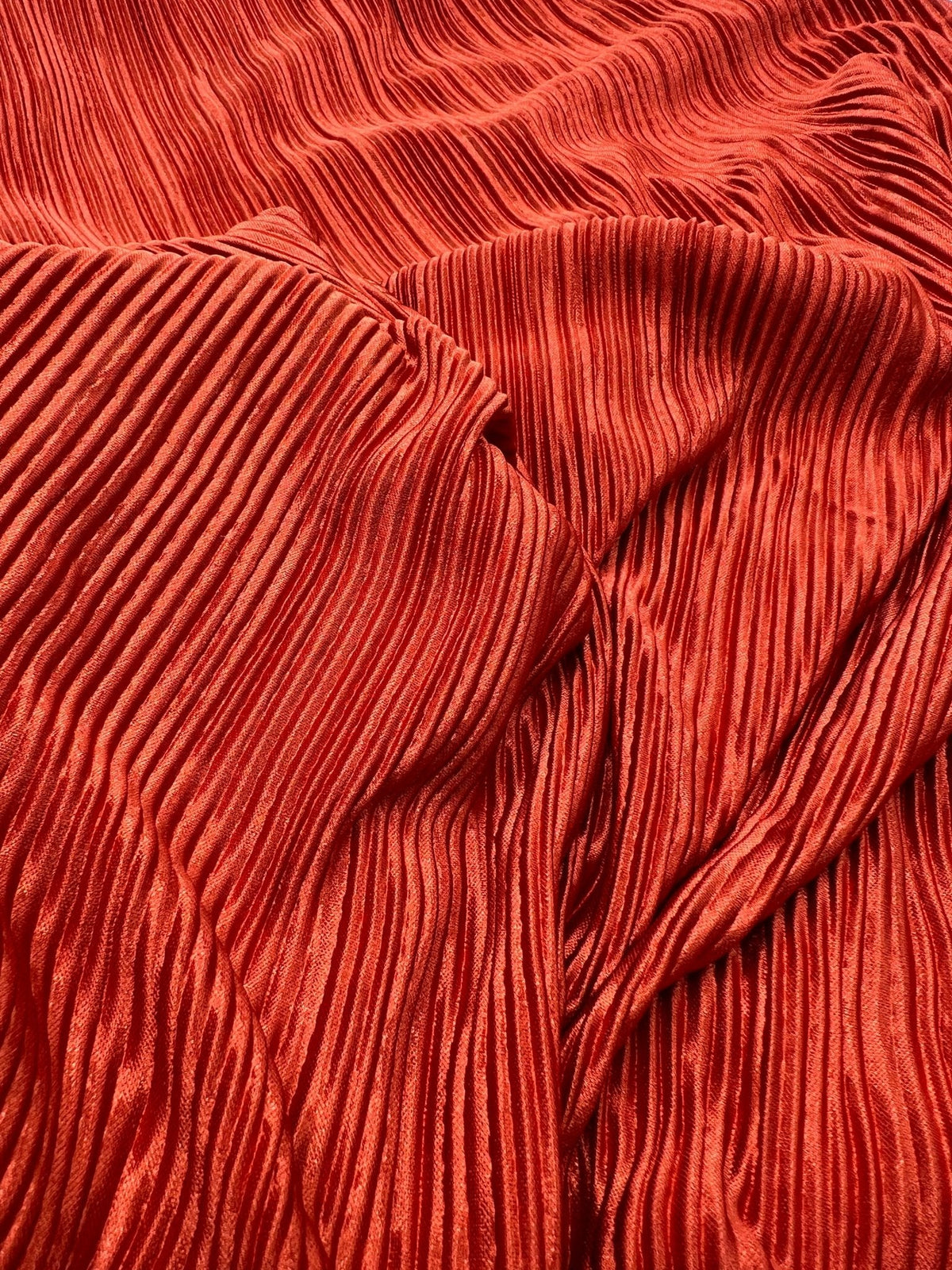 Terracotta Plisse Pleated 2 Way Stretch Fabric