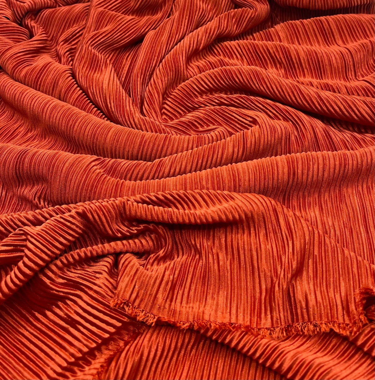 Terracotta Plisse Pleated 2 Way Stretch Fabric