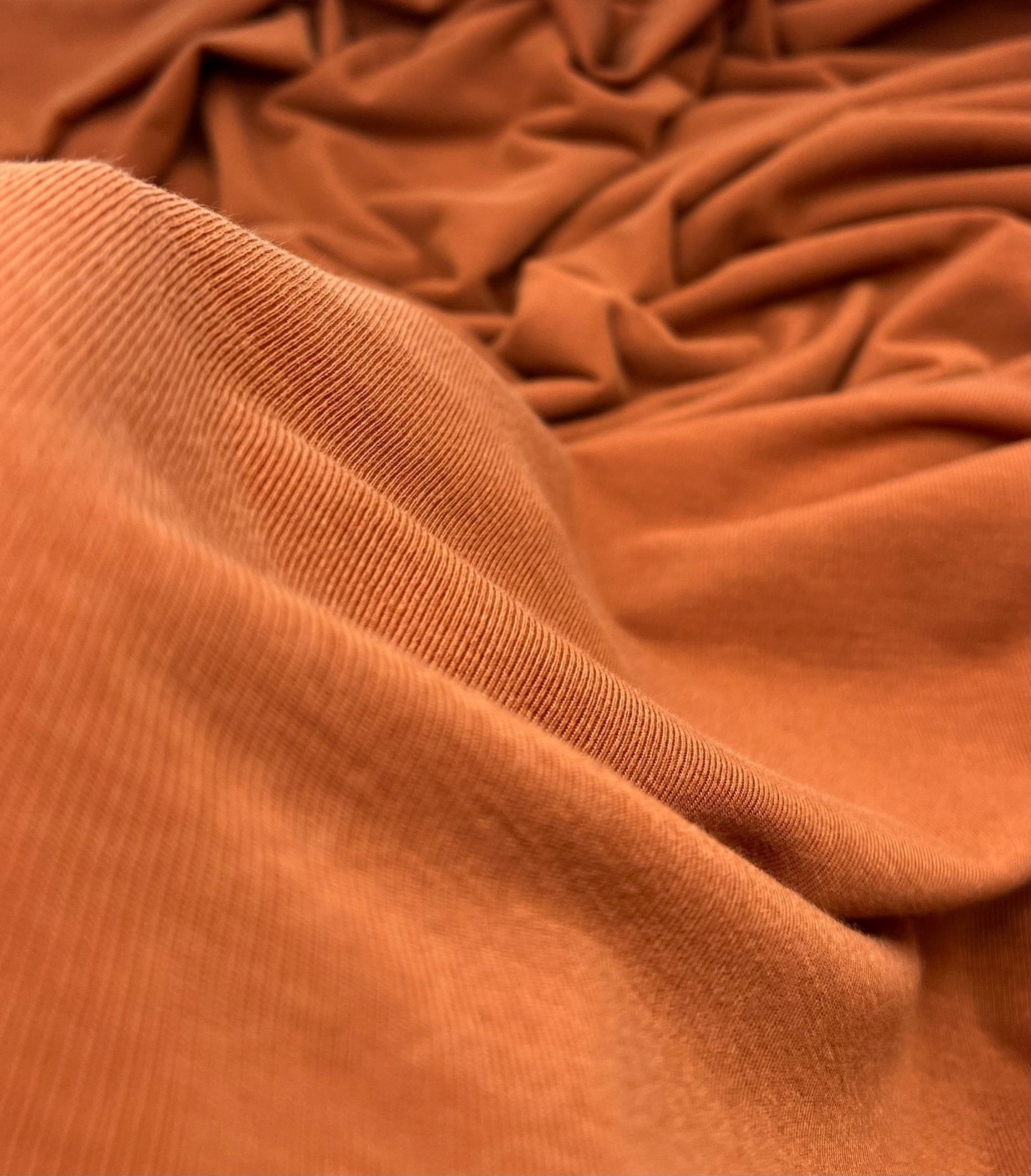 Terracotta Rust Lightweight Melange Knit Stretch Fabric
