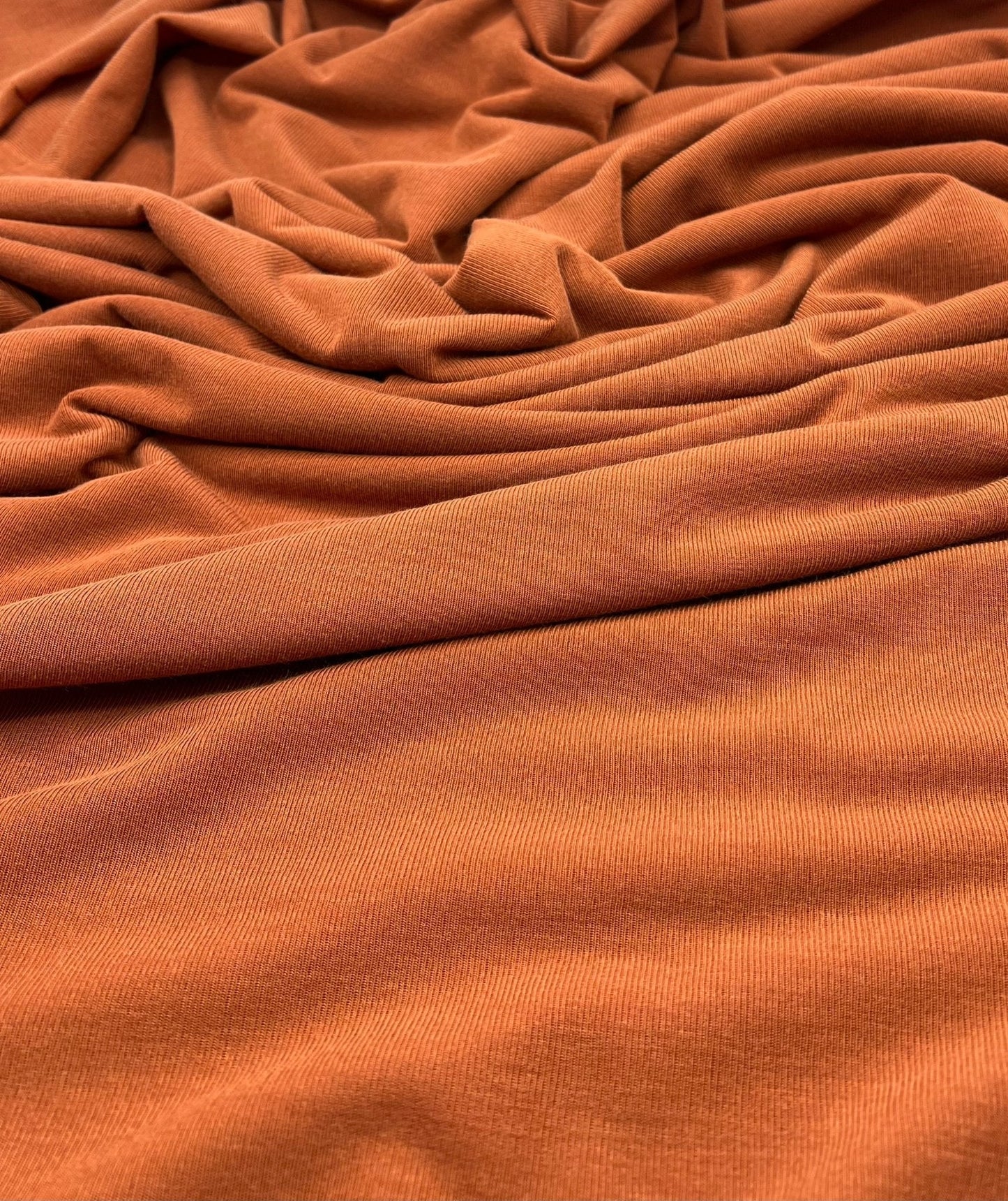 Terracotta Rust Lightweight Melange Knit Stretch Fabric