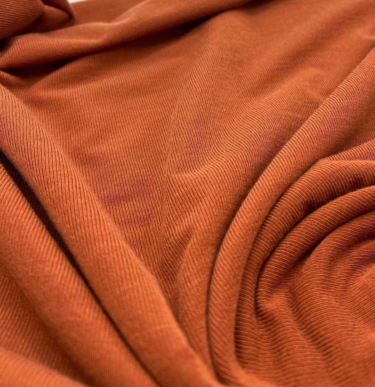 Terracotta Rust Lightweight Melange Knit Stretch Fabric