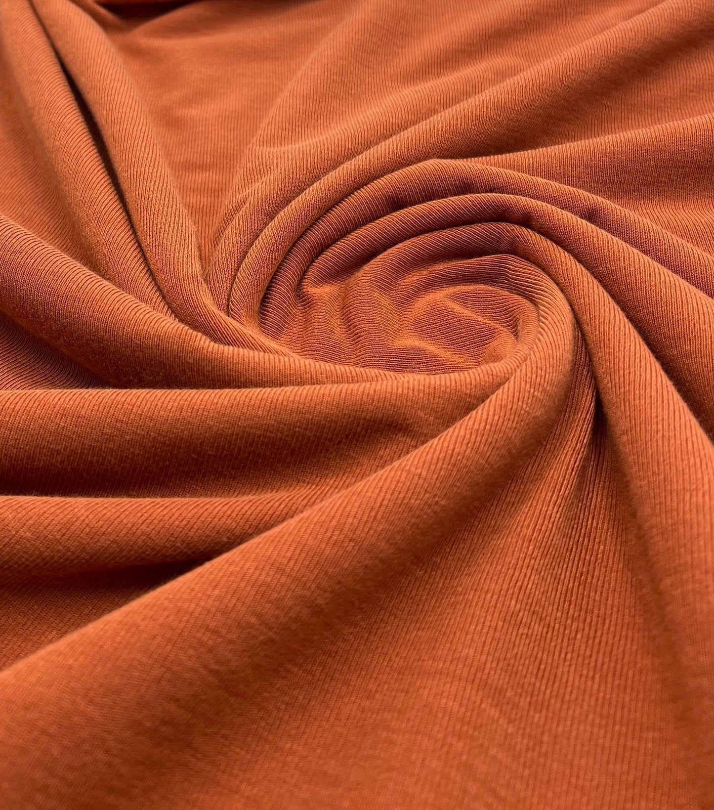 Terracotta Rust Lightweight Melange Knit Stretch Fabric