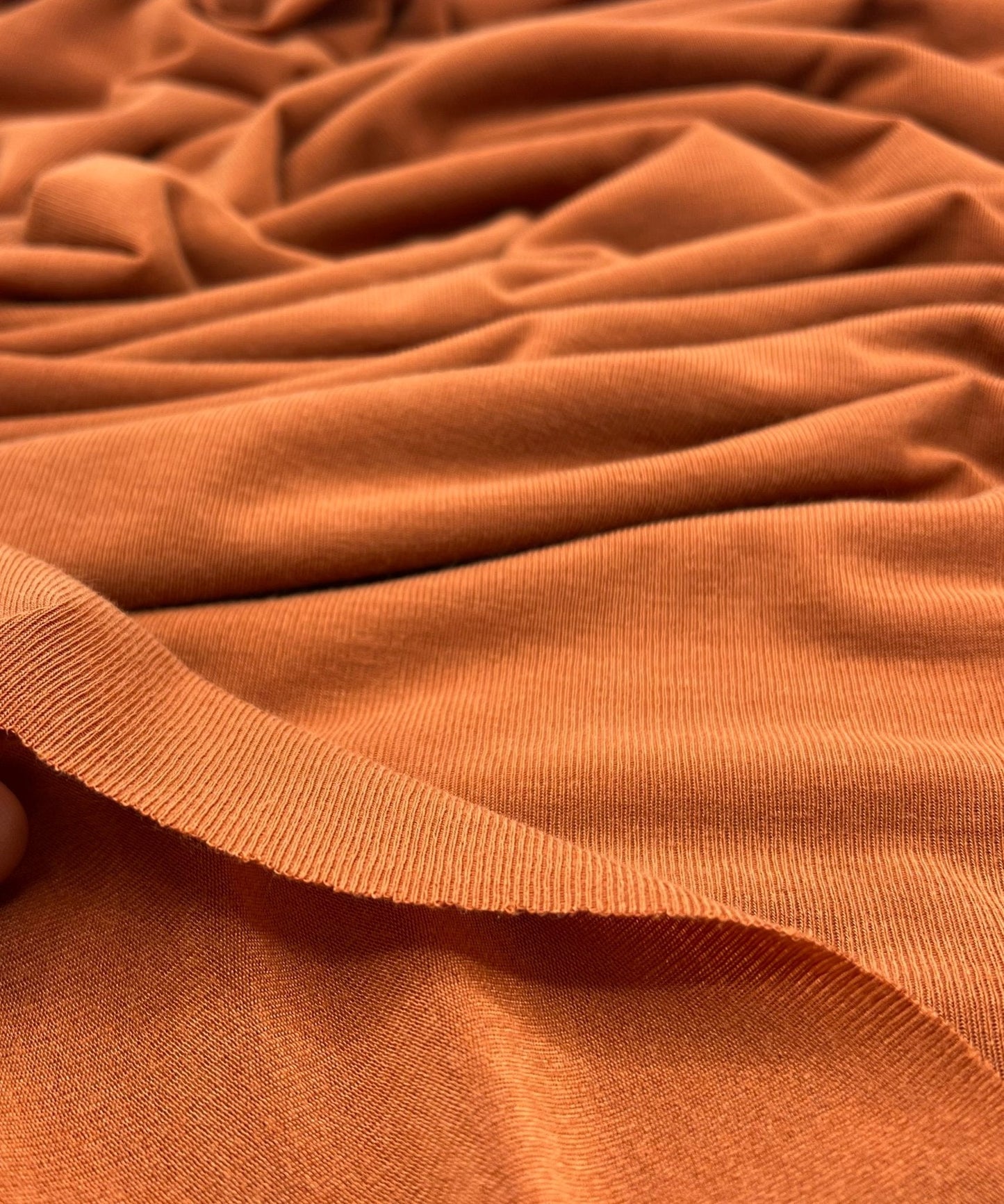 Terracotta Rust Lightweight Melange Knit Stretch Fabric