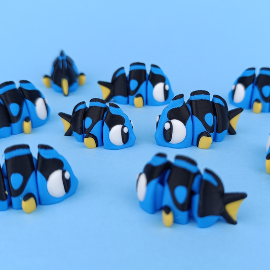 3D Printed Flexi Angel Fish | Dory Inspired Fidget Toy | Desk Buddy | Keychain | Nemo Fish Gift | Articulated Blue Tang Toy