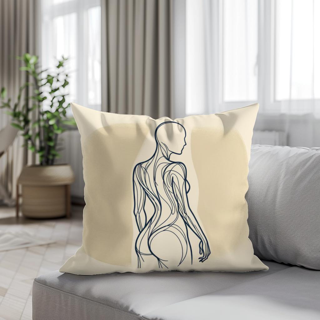 Elegance in Line: Human Contours Cotton Cushion