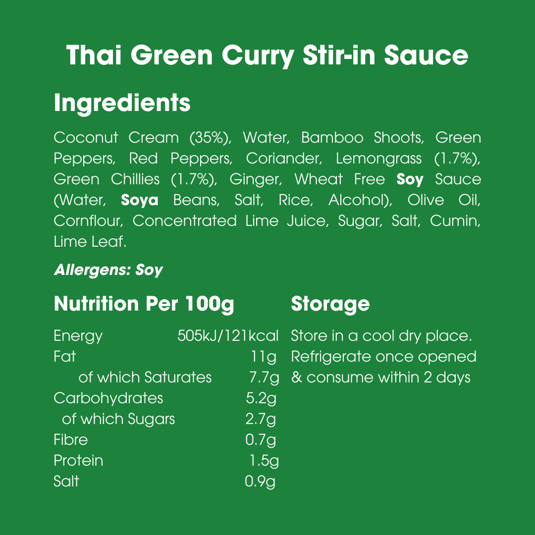 Thai Green Curry Stir-in Sauce 260g – Low FODMAP, Gluten Free & Vegan