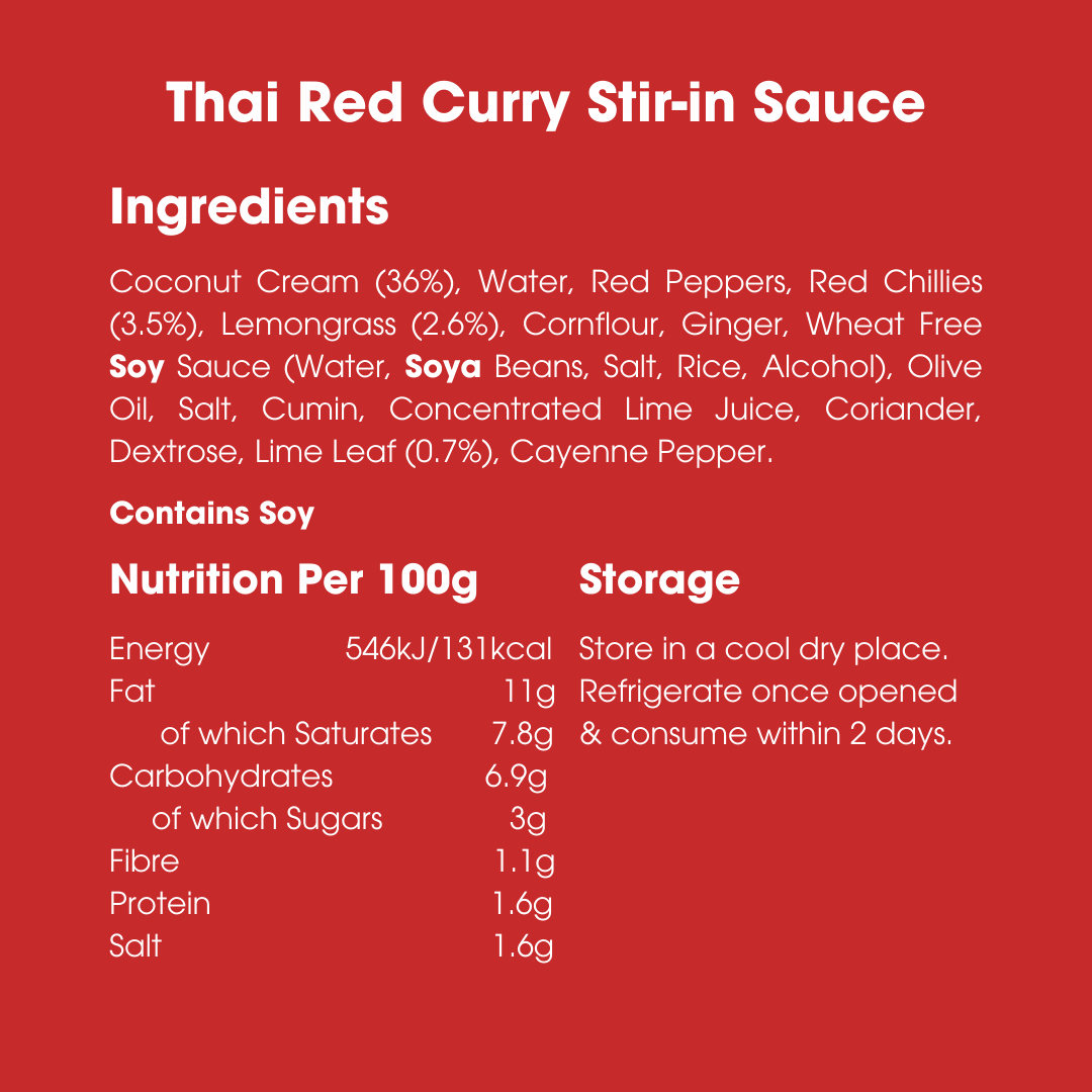 Thai Red Curry Stir-in Sauce 260g – Low FODMAP, Gluten Free & Vegan