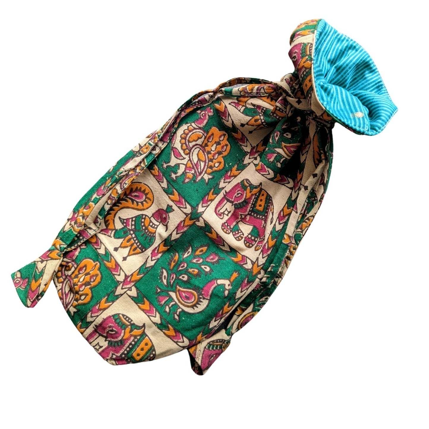 Eco Friendly Bottle Bags, Reusable Kalamkari Cotton Bottle Gift Bags, Ethically Handmade in India