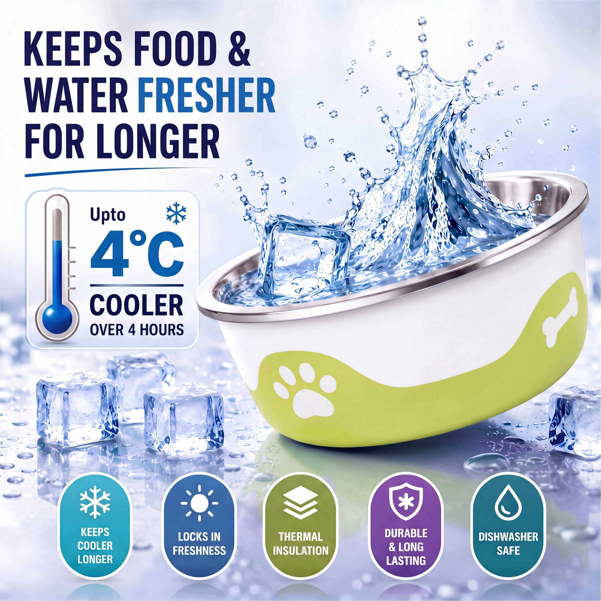 ThermaCool Dog Bowl - Olive Green