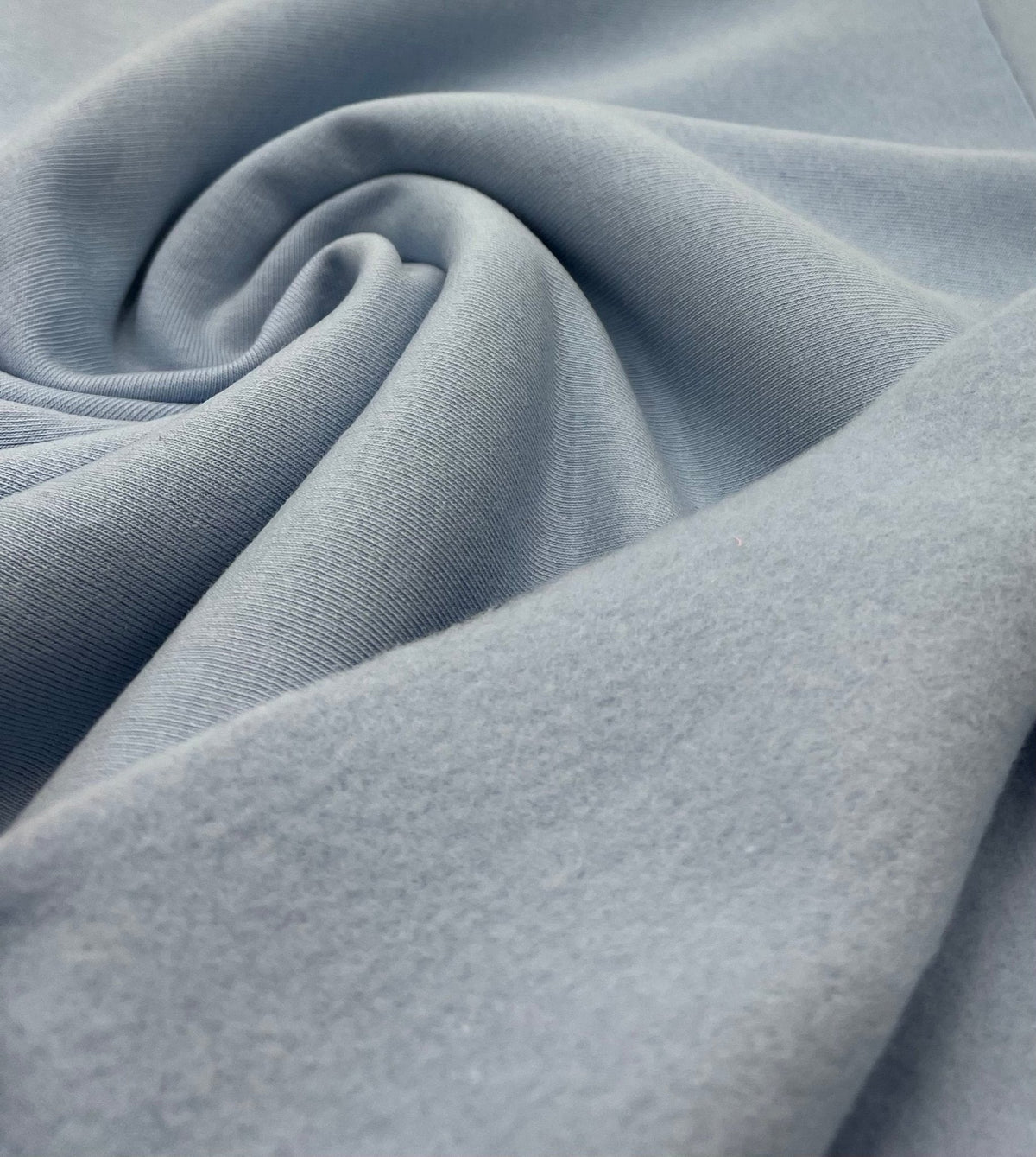 Baby Blue Thick Cotton Mix Sweatshirt Fabric 250 GSM 2 Way Stretch