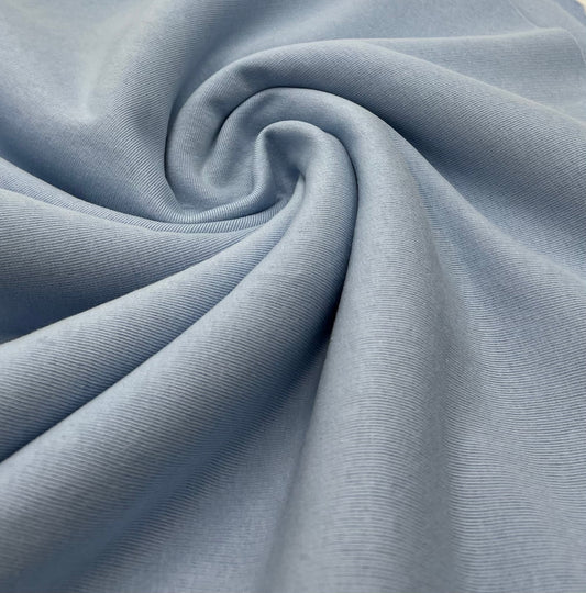 Baby Blue Thick Cotton Mix Sweatshirt Fabric 250 GSM 2 Way Stretch