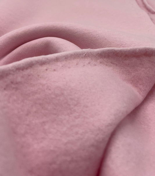 Baby Pink Thick Cotton Mix Sweatshirt Fabric 250 GSM 2 Way Stretch