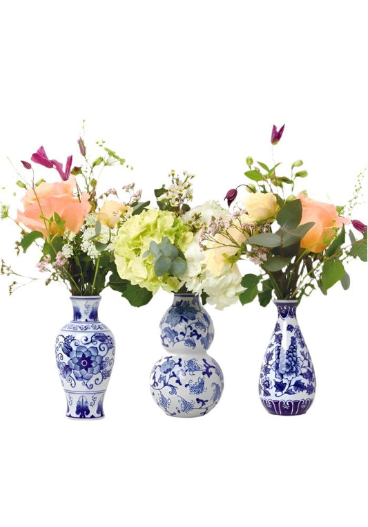 Three Delft Bud Vases