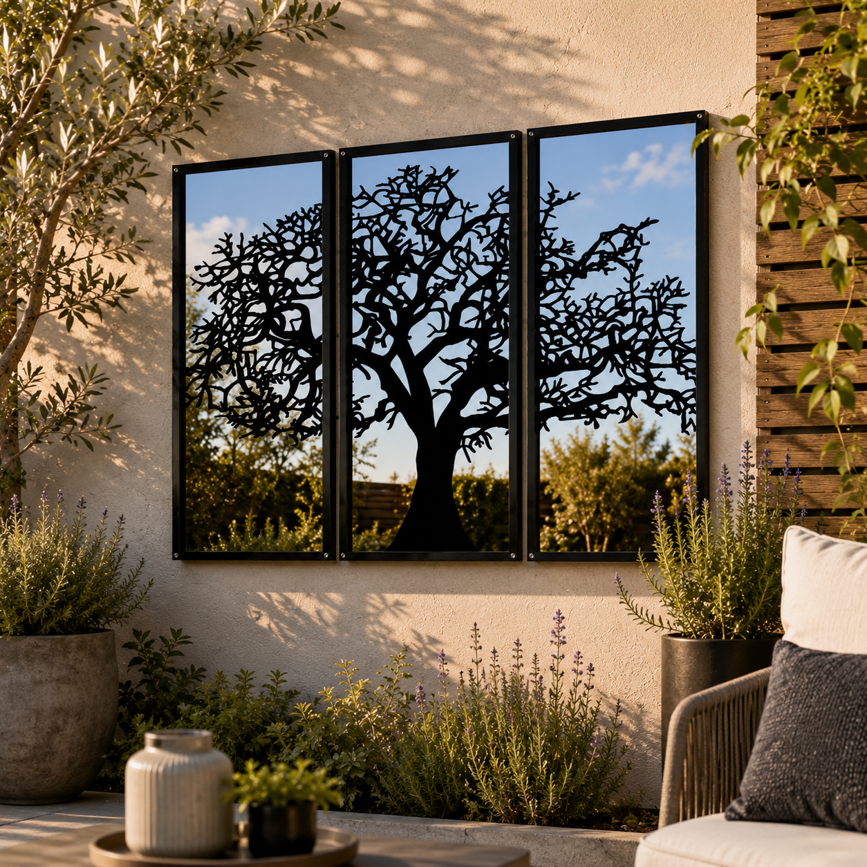 SunCatcher Garden Mirror Set of Three Panels Tree
