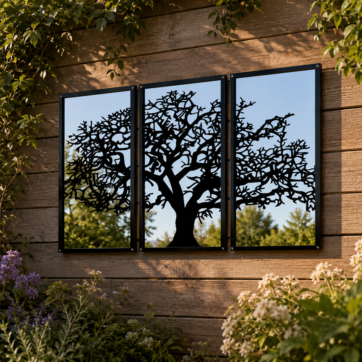 SunCatcher Garden Mirror Set of Three Panels Tree