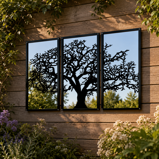 SunCatcher Garden Mirror Set of Three Panels Tree