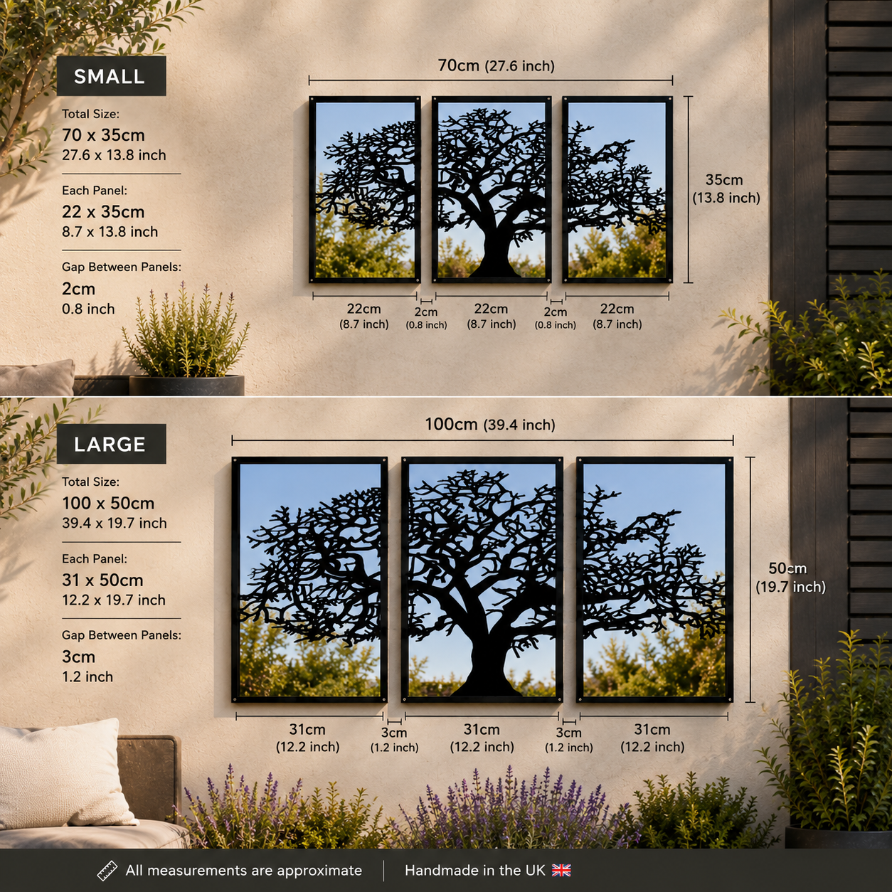 SunCatcher Garden Mirror Set of Three Panels Tree