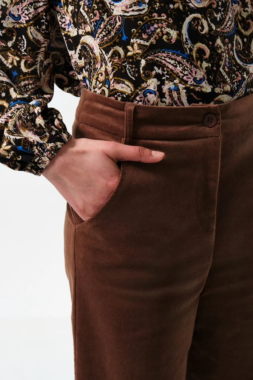 Tim Baby Cord Straight Cut Trousers - Mole