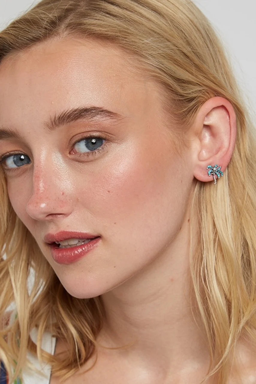 Nellie Palm Tree Green Stud Earrings