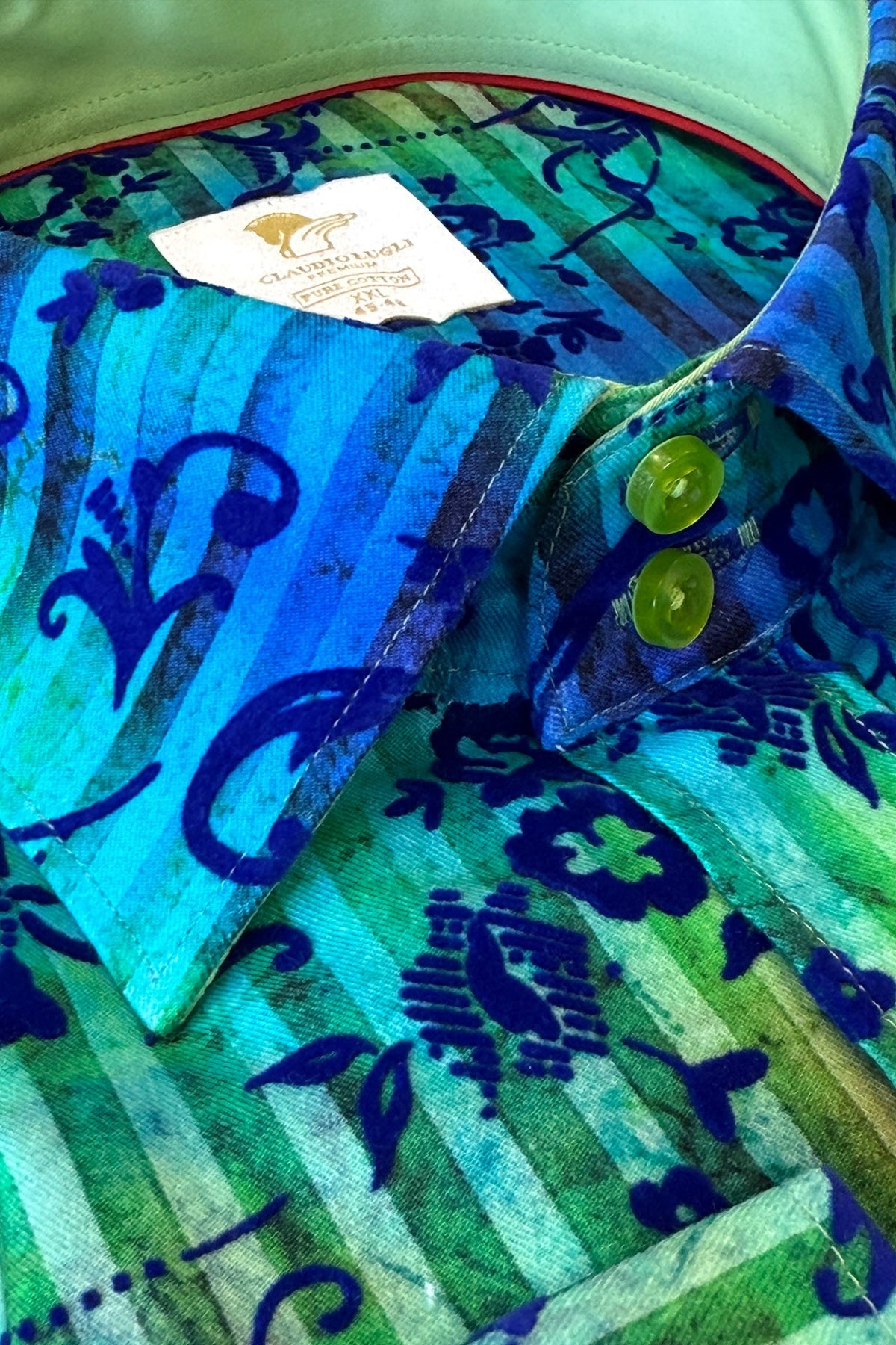 Tie-Dye Floral Flocking Shirt - Green